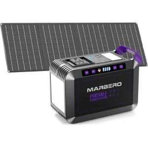 imageMARBERO 200W Portable Power Station 148Wh Camping Solar Generator Laptop Power Bank with AC Outlet 110V DC USB QC30 LED Flashlights for CPAP Home Outdoor Trip Emergency BackupSOLAR GENERATOR M822MAX WITH 40W SOLAR