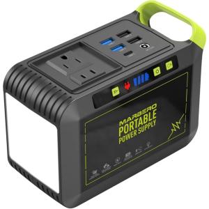 imageMARBERO 200W Portable Power Station 148Wh Camping Solar Generator Laptop Power Bank with AC Outlet 110V DC USB QC30 LED Flashlights for CPAP Home Outdoor Trip Emergency BackupM82 88WH 80W