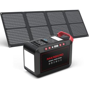 imageMARBERO 200W Portable Power Station 148Wh Camping Solar Generator Laptop Power Bank with AC Outlet 110V DC USB QC30 LED Flashlights for CPAP Home Outdoor Trip Emergency BackupSOLAR GENERATOR M823 WITH 60W SOLAR