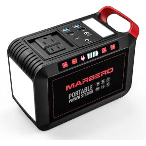 imageMARBERO 200W Portable Power Station 148Wh Camping Solar Generator Laptop Power Bank with AC Outlet 110V DC USB QC30 LED Flashlights for CPAP Home Outdoor Trip Emergency BackupM822 148WH 200W