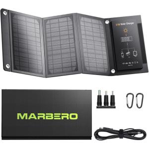 imageMARBERO 21W Portable Solar Panel Foldable Solar Panel Charger IP65 Waterproof Solar Panels 23 High Efficiency Fast Charger USB Ports ampamp DC 18V Output for Camping Outdoor Travel Emergency Cloudy21W 11 x 6 x 13