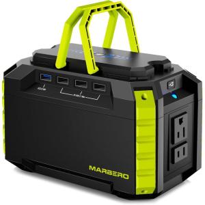 imageMARBERO Portable Power Station 150Wh Camping Solar Generator Laptop Charger Power Bank with AC Outlet 110V 150W Peak with 4USB 4DC Ports LED Flashlights for CPAP Home Camping Hurricane EmergencyM270 150WH 100W