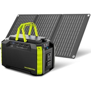 imageMARBERO Portable Power Station 150Wh Camping Solar Generator Laptop Charger Power Bank with AC Outlet 110V 150W Peak with 4USB 4DC Ports LED Flashlights for CPAP Home Camping Hurricane EmergencySOLAR GENERATOR M270 WITH 30W SOLAR