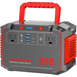 imageMARBERO Portable Power Station 240Wh 350W Peak Camping Portable Power Bank with AC Outlet 110V3USB A 2USB C 2AC2DC Solar Generator for Outdoor Travel Home Emergency HurricaneM638237Wh300W