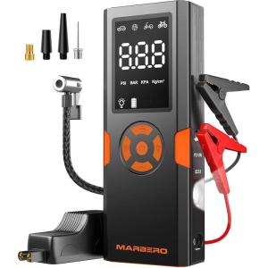 imagePortable Car Jump Starter with Air Compressor 4500A 12V MARBERO Portable Car Battery Booster Pack 10L Gas8L Diesel 150PSI Auto Off Tire Inflator Jump Box with Digital Screen Flashlight Power BankMd01