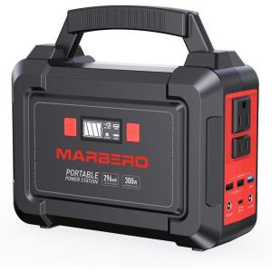 imageMARBERO Solar Generator 296Wh Portable Power Station with Solar Panel 60W Included Power Bank with AC Outlets 300W Pure Sine Wave with Foldable Panel Set for Camping Home Outdoor EmergencyM188 296WH