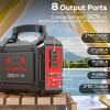 imageMARBERO Solar Generator 167Wh Camping Portable Power Station 200W Peak with Foldable Solar Panels 30W with AC Outlet 110V MultiPort LED Flashlights for CPAP Home Camping Hurricane EmergencyM188