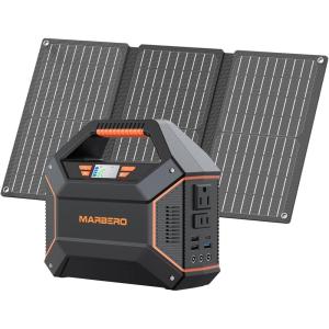 imageMARBERO 155Wh Solar Generator with 30W Solar Panel Portable Power Station 100W MultiOutput Builtin LED Flashlight ampamp 65ft Cable Ultra Lightweight for Camping Emergency BlackoutM365 SL30