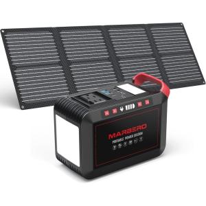 imageMARBERO 237Wh Solar Generator with Solar Panel Included Portable Power Station 300W Pure Sine Wave with Foldable Solar Panel 60W Set for Camping Outdoor Hiking Fishing Emergency