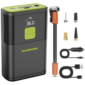 imageTire Inflator Portable Air Compressor 150PSI Cordless Rechargeable Car Tire Air Pump Portable Auto Off Tire Pump with Pressure Gauge LED Light for Travel Motorcycle Bike Soccer Basketball Swim Ring